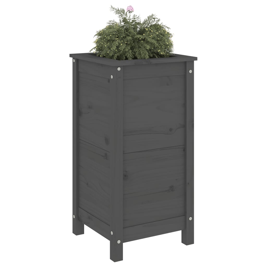 Plantepotte Grå 40x40x78 cm Massiv fyrretræ
