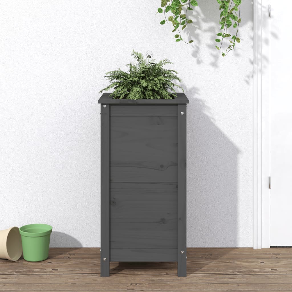 Plantepotte Grå 40x40x78 cm Massiv fyrretræ