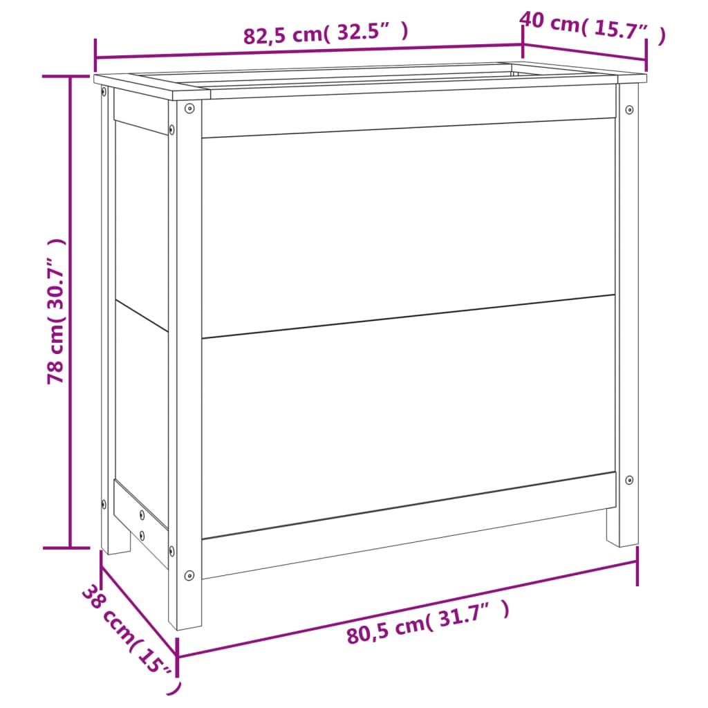 Plantepotte Hvid 82,5x40x78 cm Massiv Fyrretræ