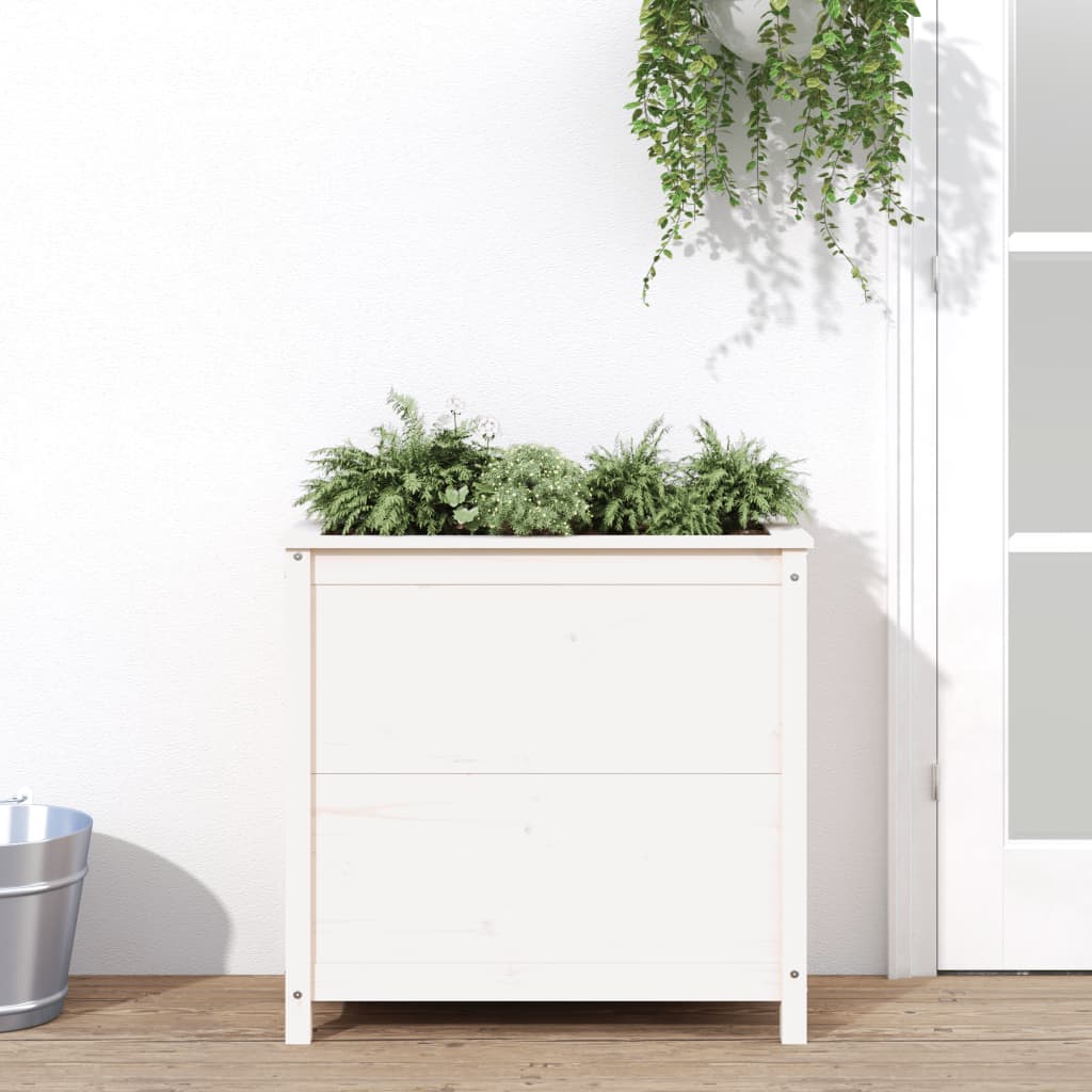 Plantepotte Hvid 82,5x40x78 cm Massiv Fyrretræ
