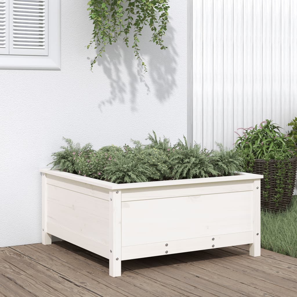 Plantepotte Hvid 82,5x82,5x39 cm Massiv fyrretræ