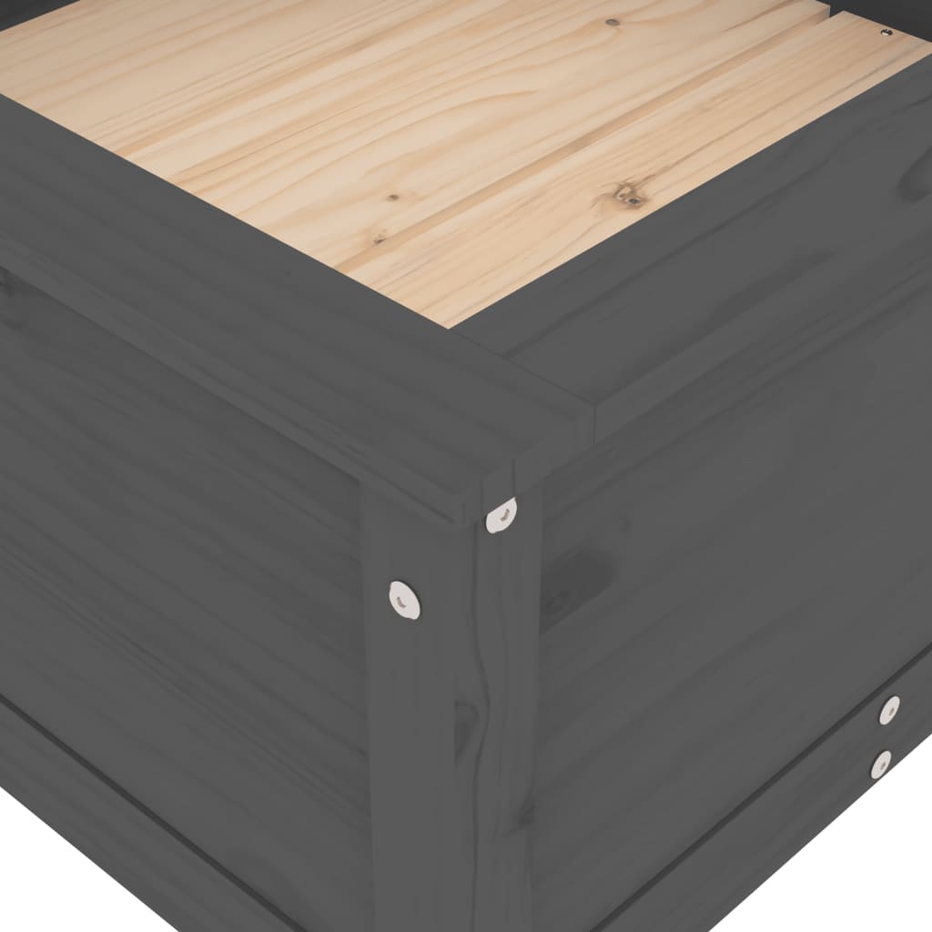 Plantepotte Grå 82,5x82,5x39 cm Massiv fyrretræ