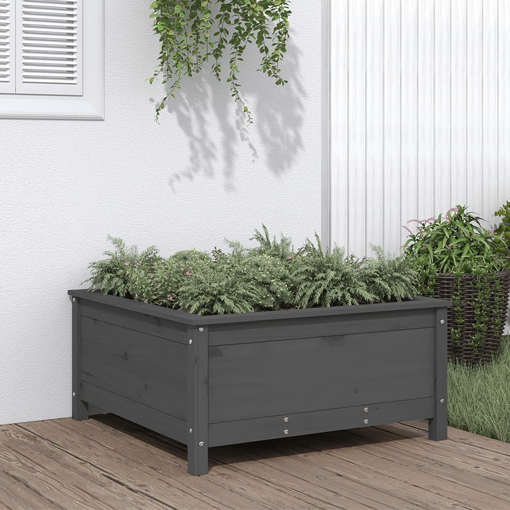 Plantepotte Grå 82,5x82,5x39 cm Massiv fyrretræ