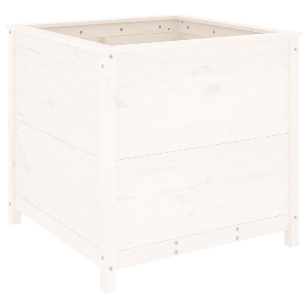Plantepotte Hvid 82,5x82,5x78 cm Massiv fyrretræ