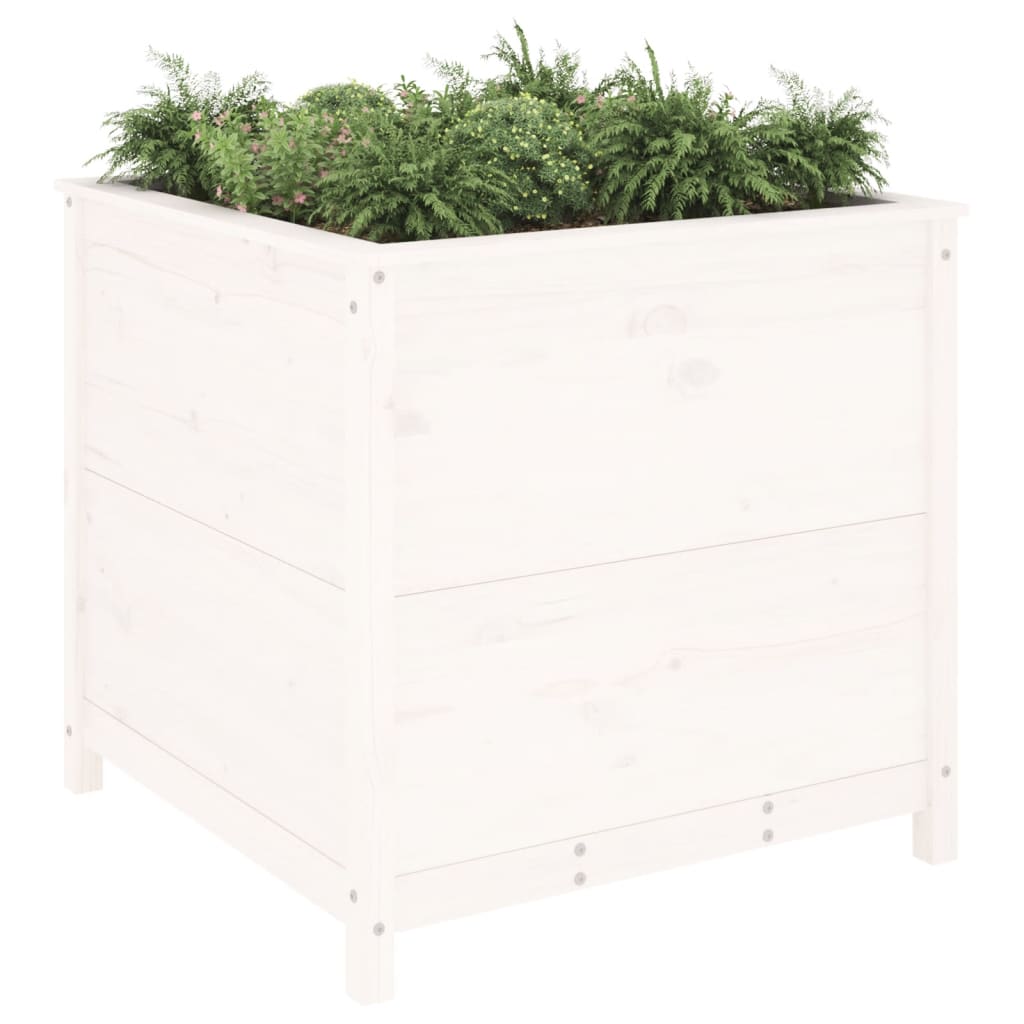 Plantepotte Hvid 82,5x82,5x78 cm Massiv fyrretræ
