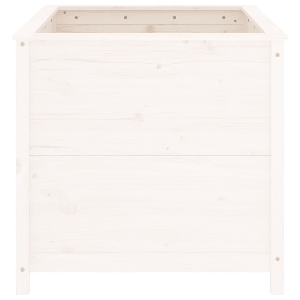 Plantepotte Hvid 82,5x82,5x78 cm Massiv fyrretræ