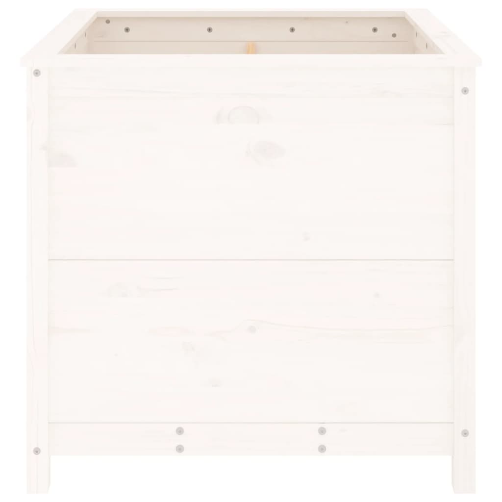 Plantepotte Hvid 82,5x82,5x78 cm Massiv fyrretræ