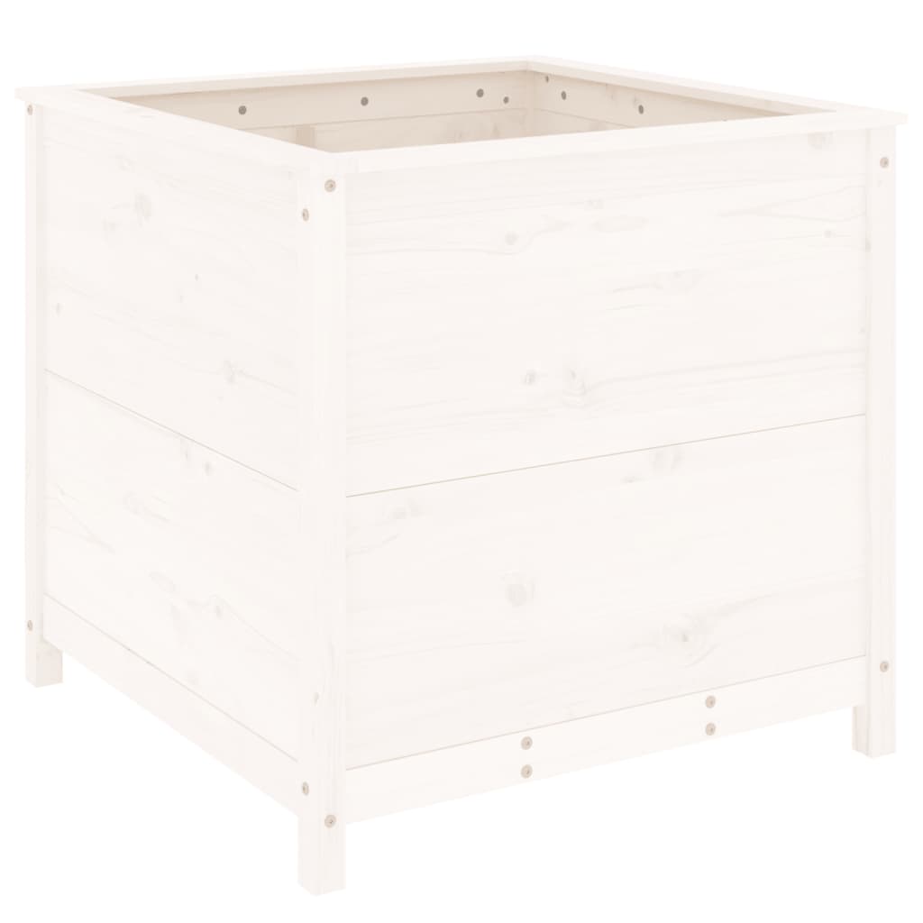 Plantepotte Hvid 82,5x82,5x78 cm Massiv fyrretræ
