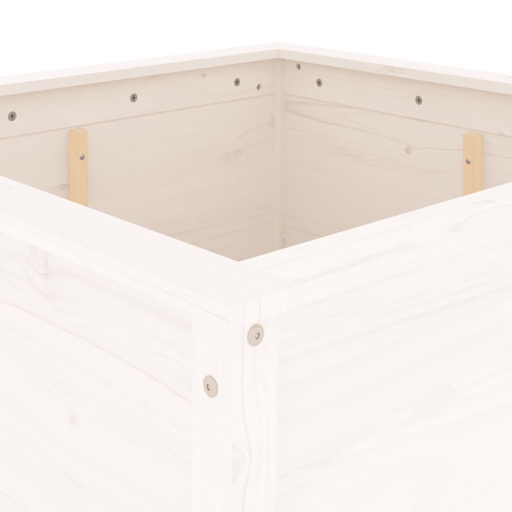 Plantepotte Hvid 82,5x82,5x78 cm Massiv fyrretræ