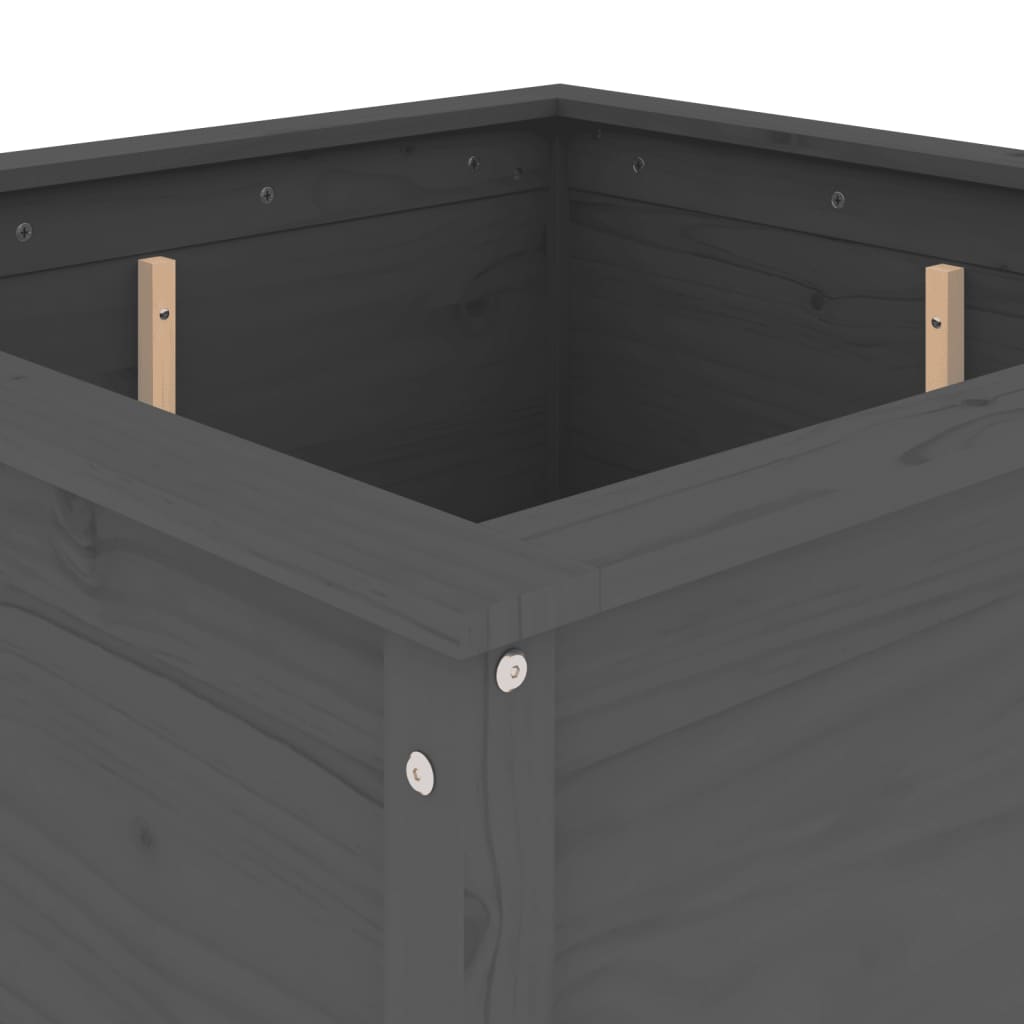 Plantepotte Grå 82,5x82,5x78 cm Massiv fyrretræ