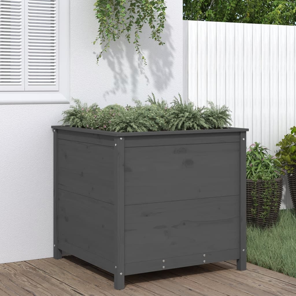 Plantepotte Grå 82,5x82,5x78 cm Massiv fyrretræ
