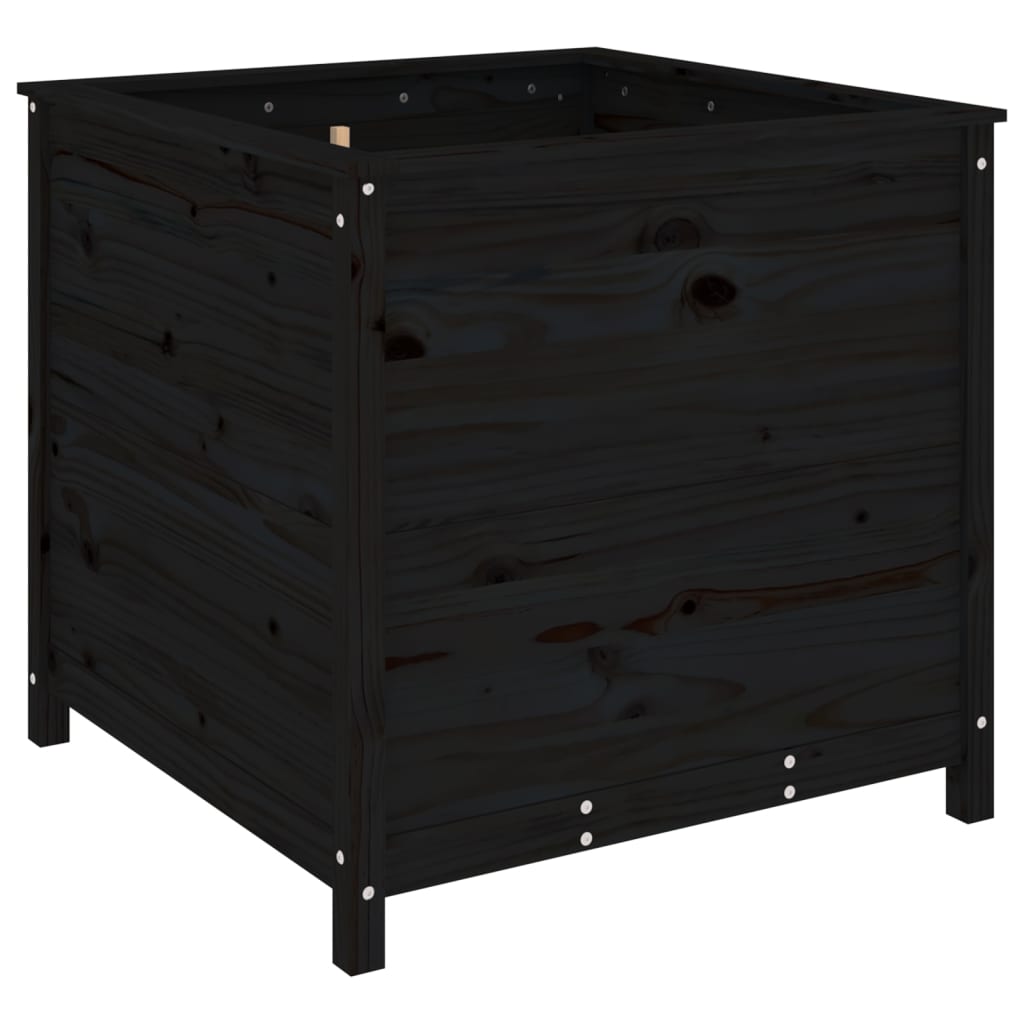 Plantekrukke Sort 82,5x82,5x78 cm Massiv fyrretræ