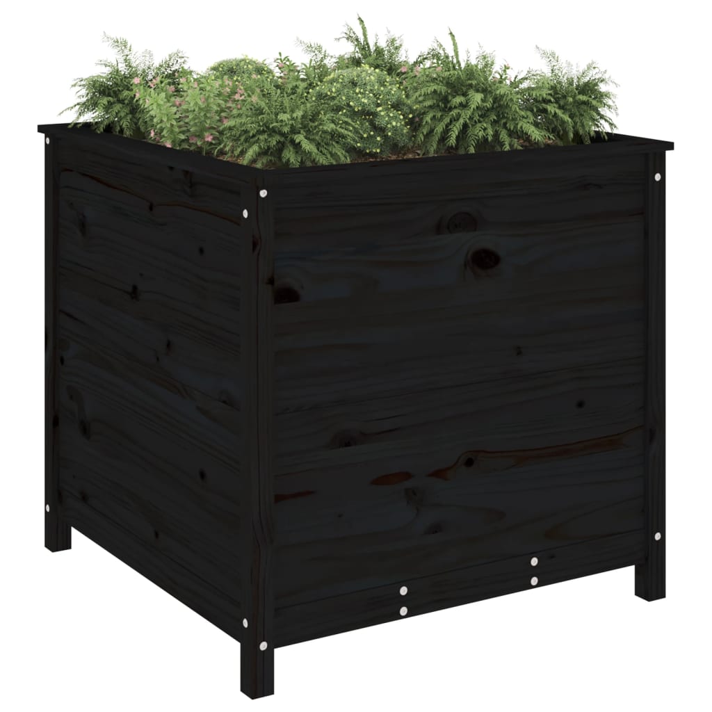 Plantekrukke Sort 82,5x82,5x78 cm Massiv fyrretræ