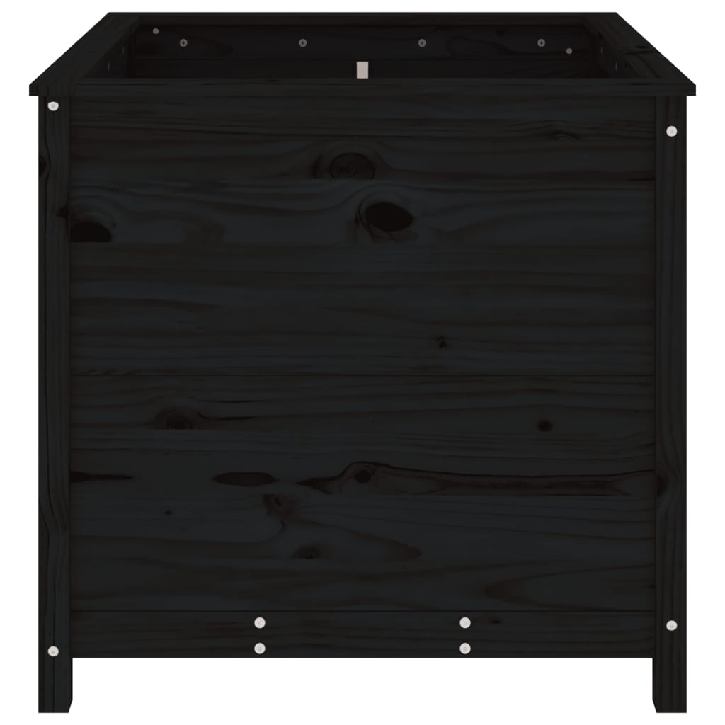 Plantekrukke Sort 82,5x82,5x78 cm Massiv fyrretræ