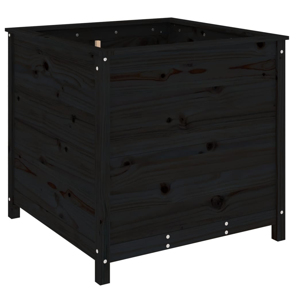 Plantekrukke Sort 82,5x82,5x78 cm Massiv fyrretræ