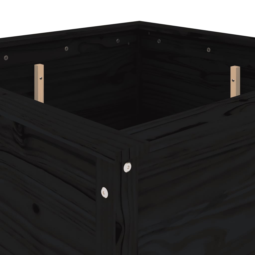 Plantekrukke Sort 82,5x82,5x78 cm Massiv fyrretræ