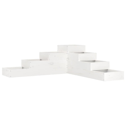 Pflanzentreppe 4 Stufen 106x104,5x36 cm Weiß Massivholz Kiefer