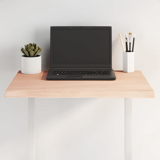 Tischplatte 60x50x2 cm Massivholz Eiche Unbehandelt Baumkante