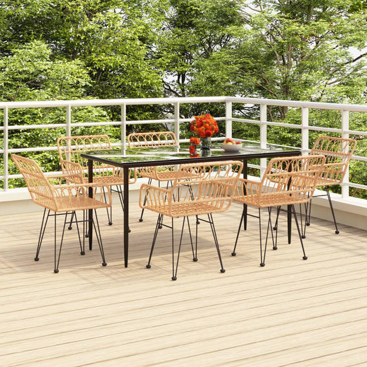 7-tlg. Garten-Essgruppe Poly Rattan