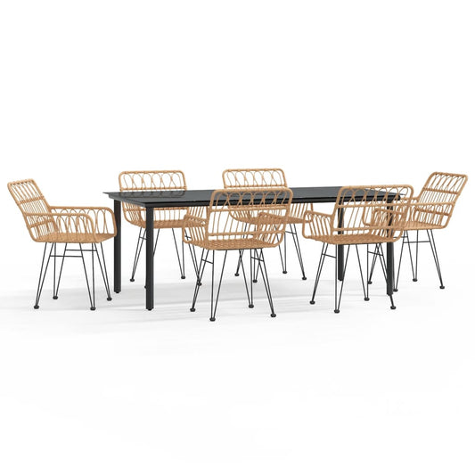 7-tlg. Garten-Essgruppe Poly Rattan