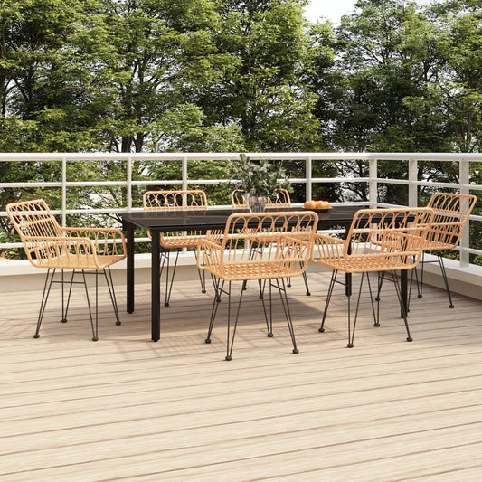 7-tlg. Garten-Essgruppe Poly Rattan