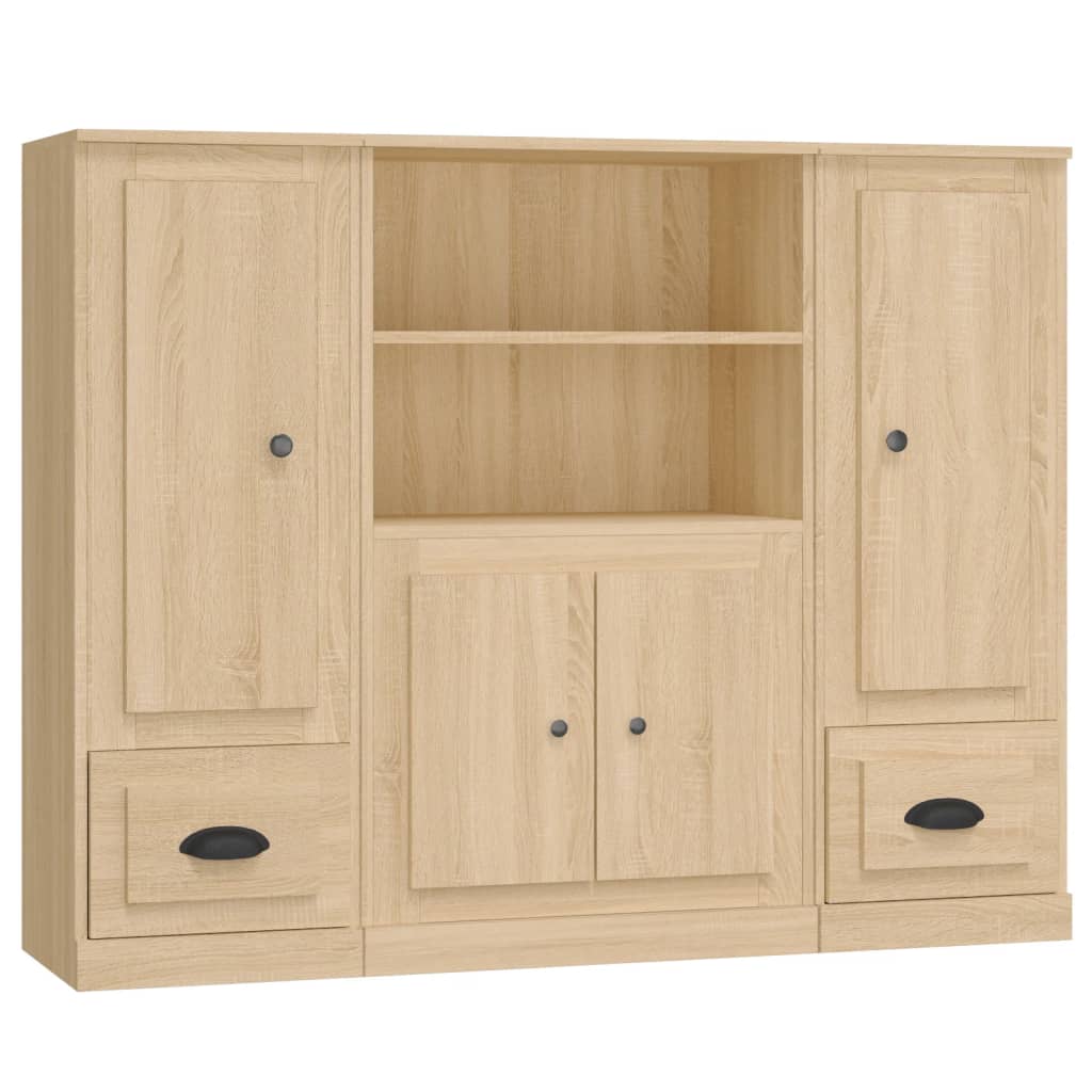Highboards 3 stk Sonoma egetræ materiale