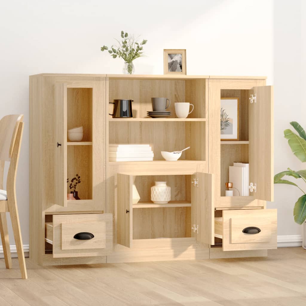 Highboards 3 stk Sonoma egetræ materiale