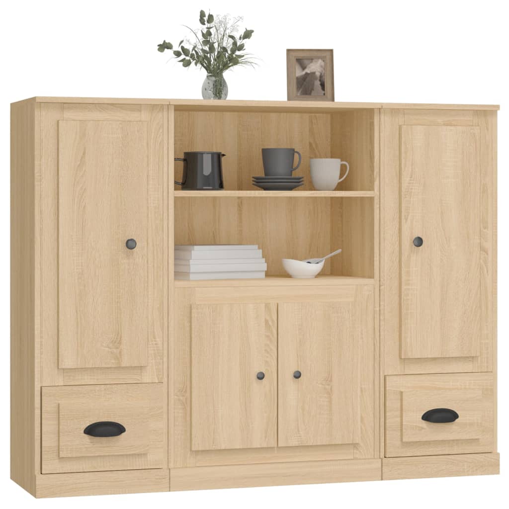 Highboards 3 stk Sonoma egetræ materiale
