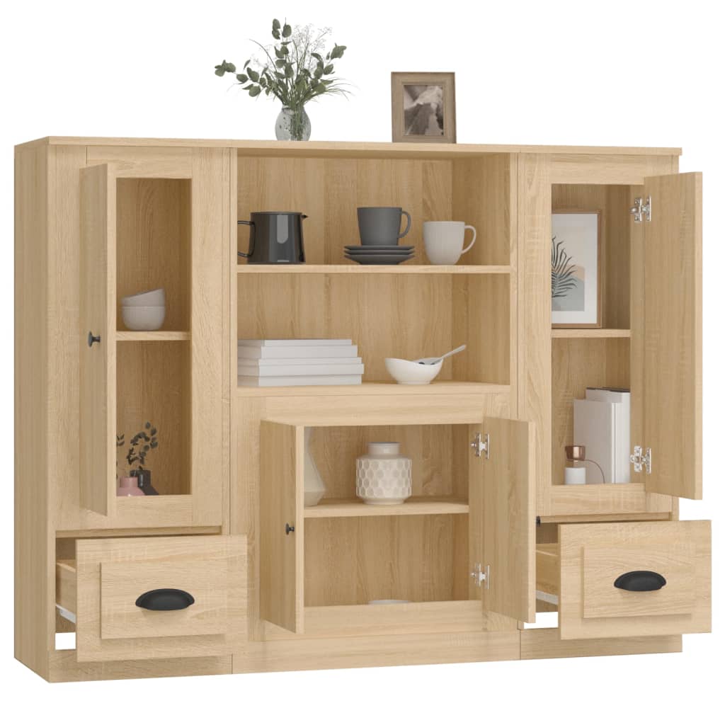 Highboards 3 stk Sonoma egetræ materiale