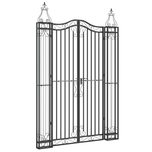 Gartentor Schwarz 121x8x180 cm Schmiedeeisen