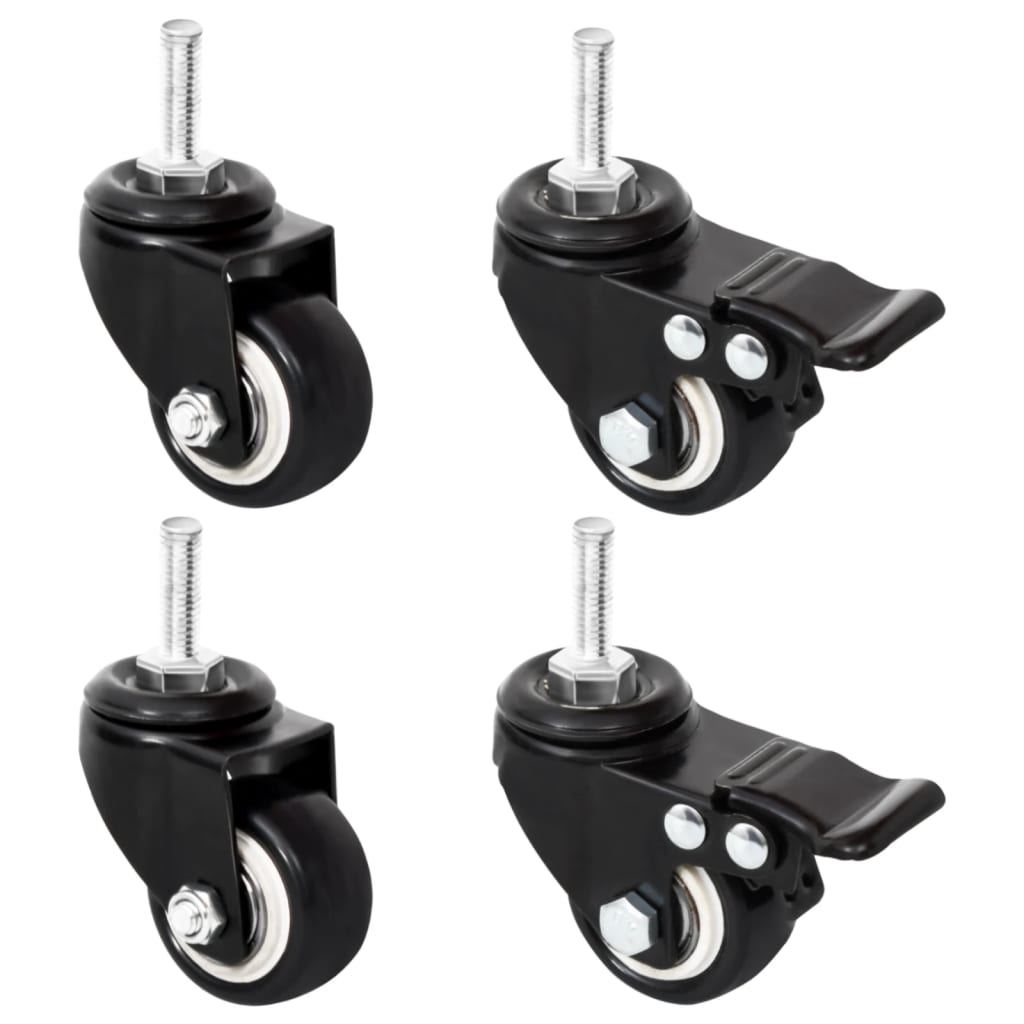 Rollen für Pflanzkübel 4 Stk. Schwarz 8x3,5x8 cm Eisen