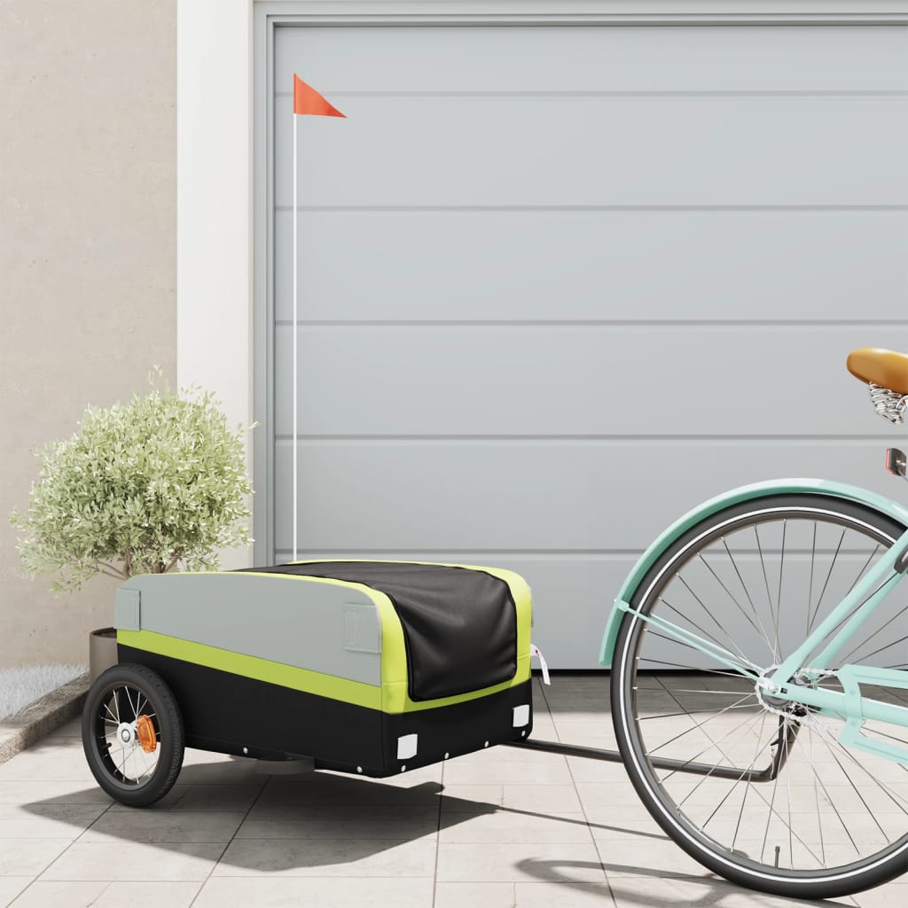 Cykeltrailer Sort og Grøn 30 kg Jern