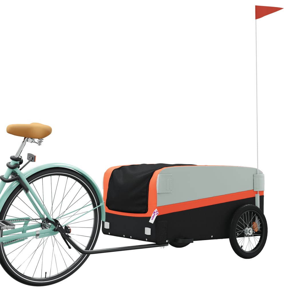 Cykeltrailer Sort og Orange 45 kg Jern
