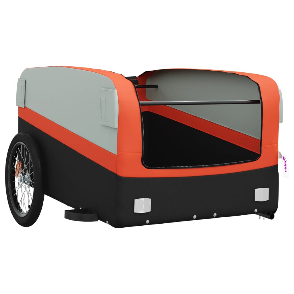 Cykeltrailer Sort og Orange 45 kg Jern