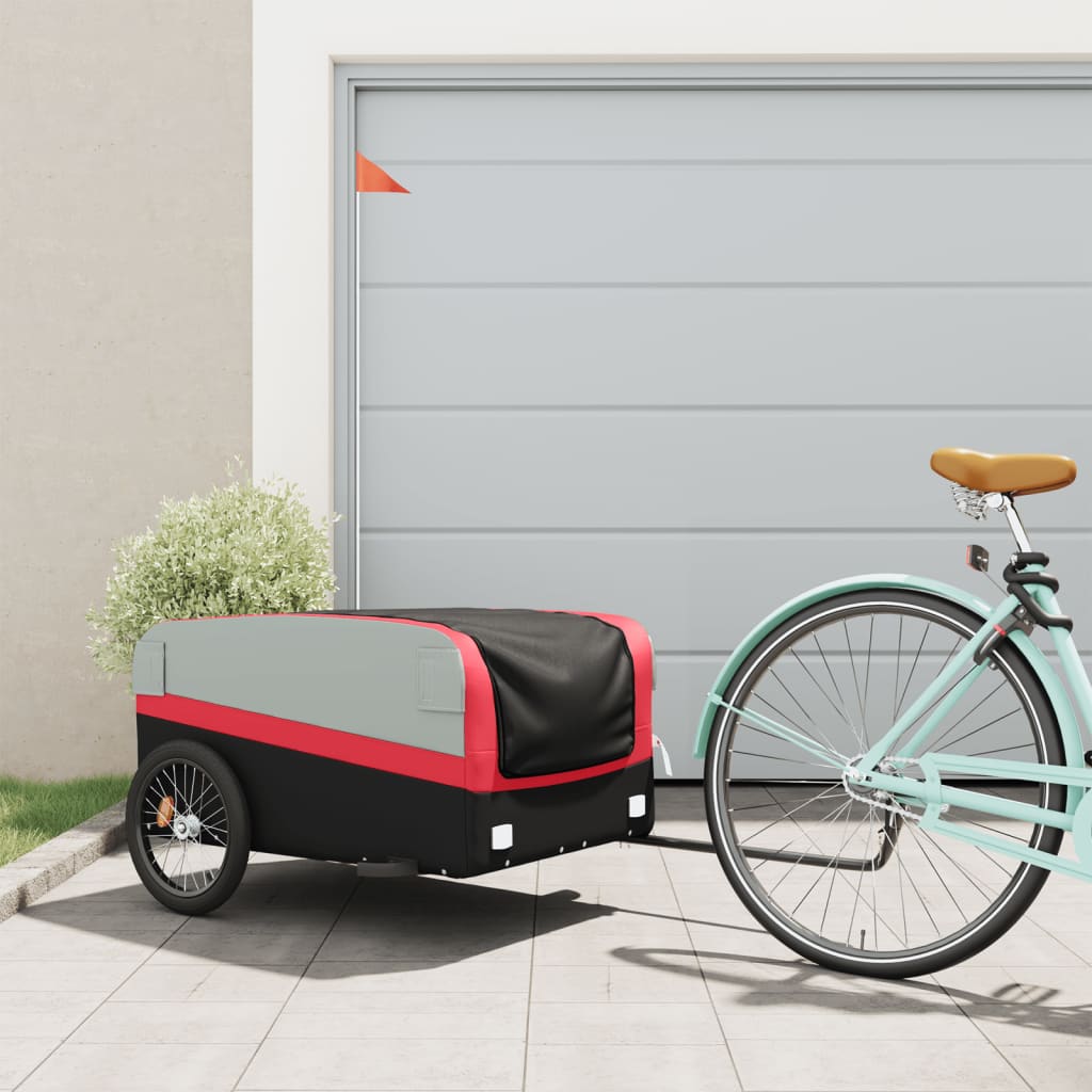 Cykeltrailer Sort og Rød 45 kg Jern