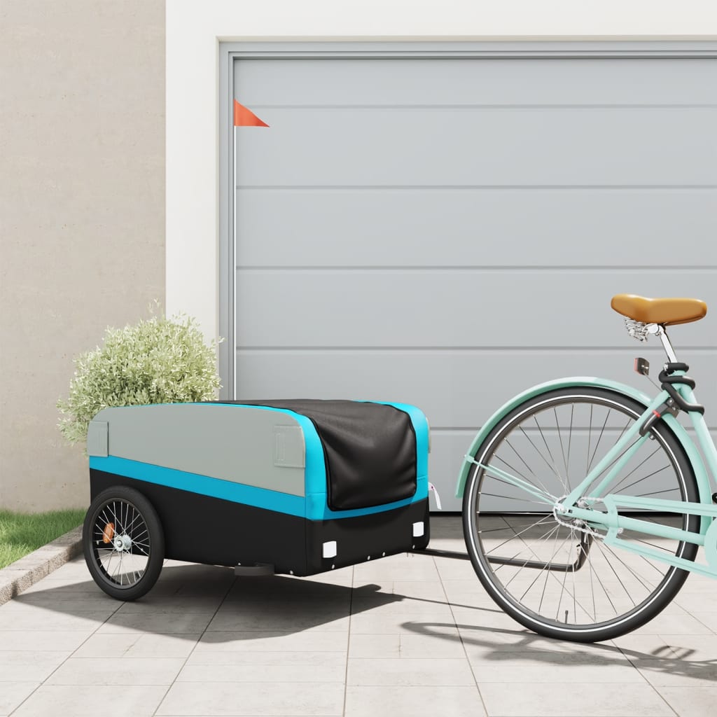 Cykeltrailer Sort og Blå 45 kg Jern