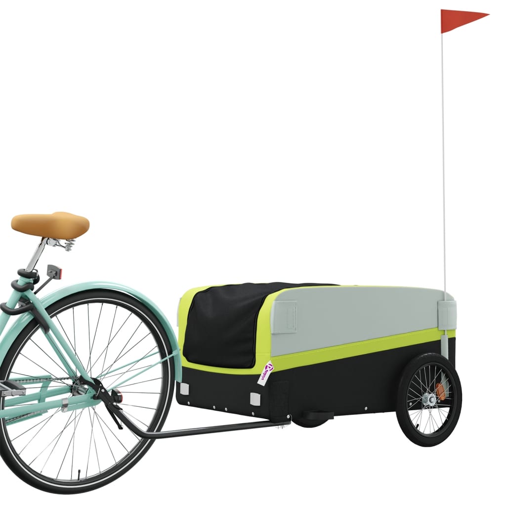 Cykeltrailer Sort og Grøn 45 kg Jern