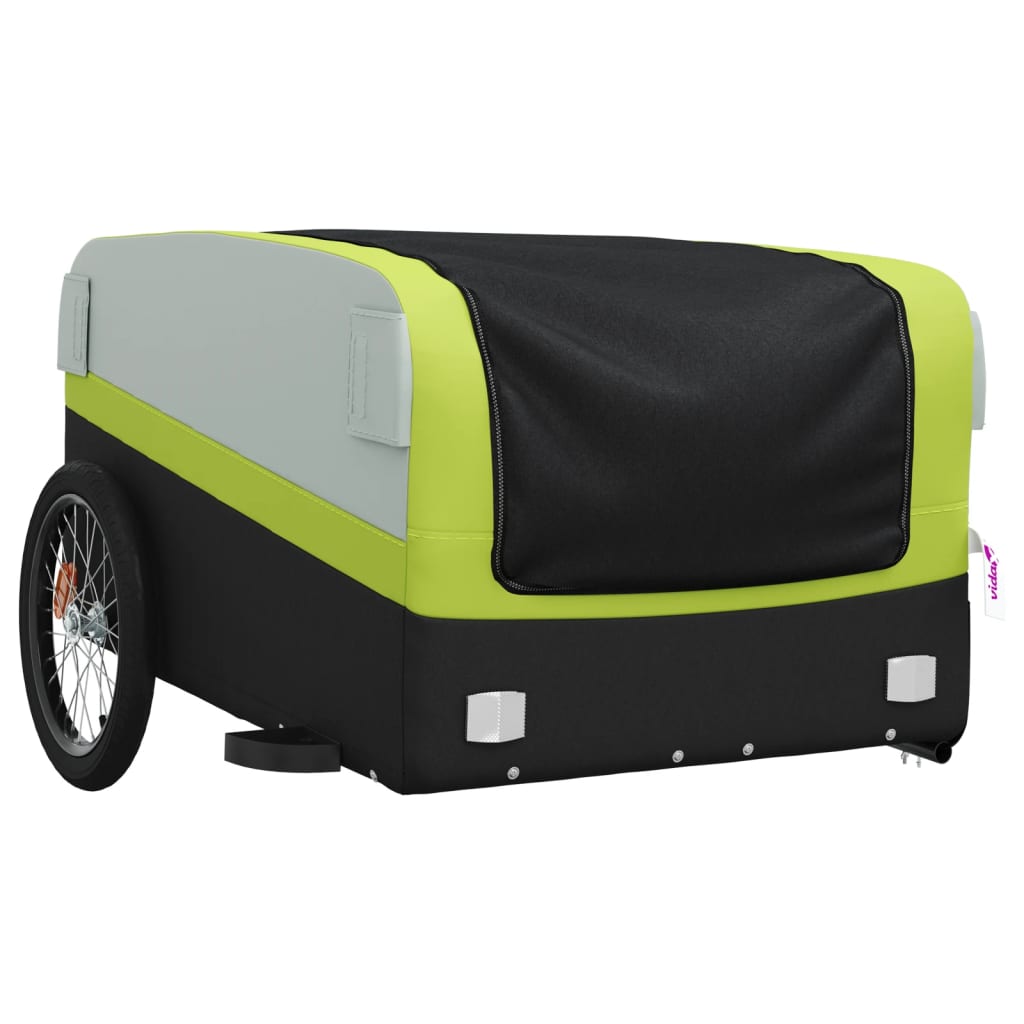 Cykeltrailer Sort og Grøn 45 kg Jern