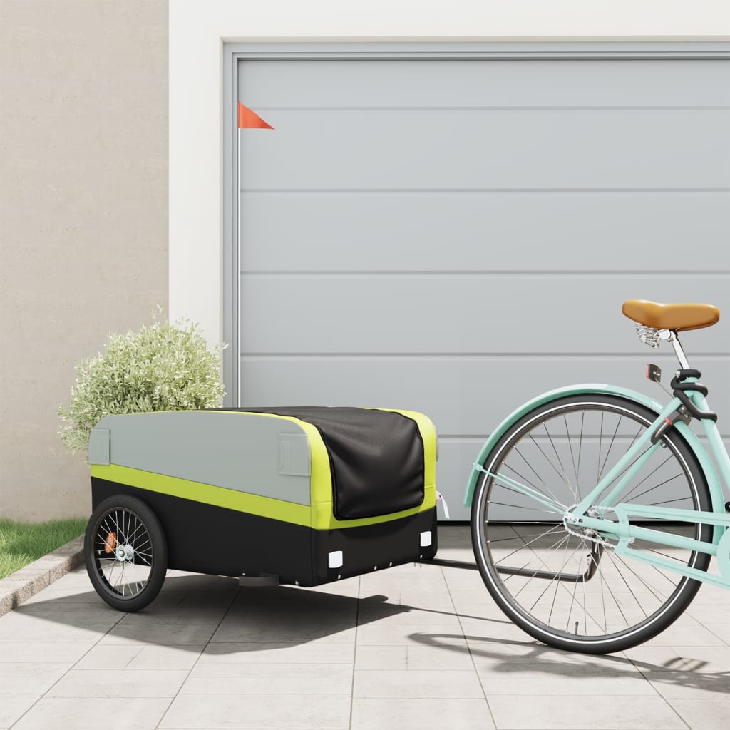 Cykeltrailer Sort og Grøn 45 kg Jern