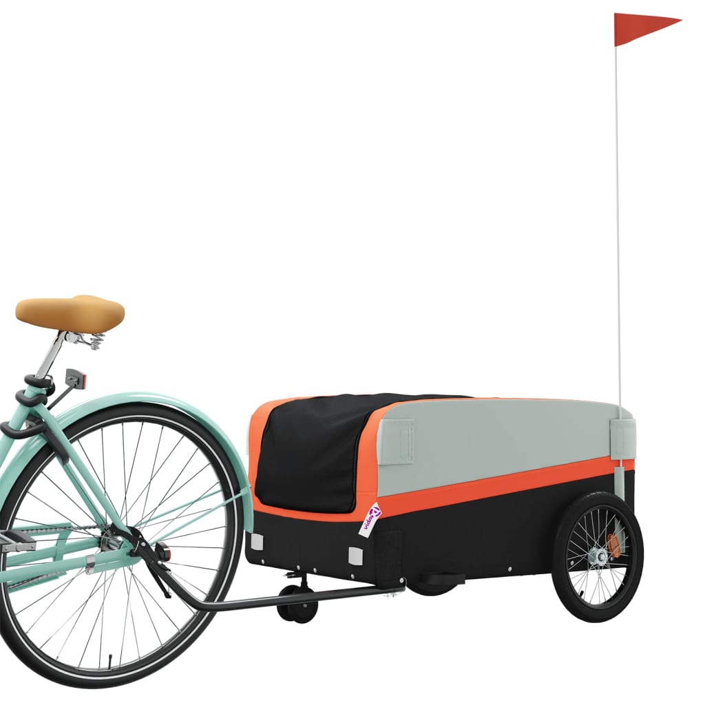 Cykeltrailer Sort og Orange 45 kg Jern