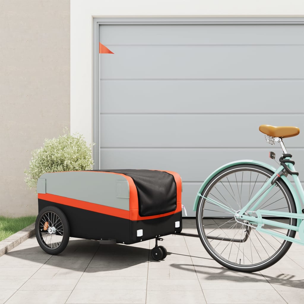 Cykeltrailer Sort og Orange 45 kg Jern