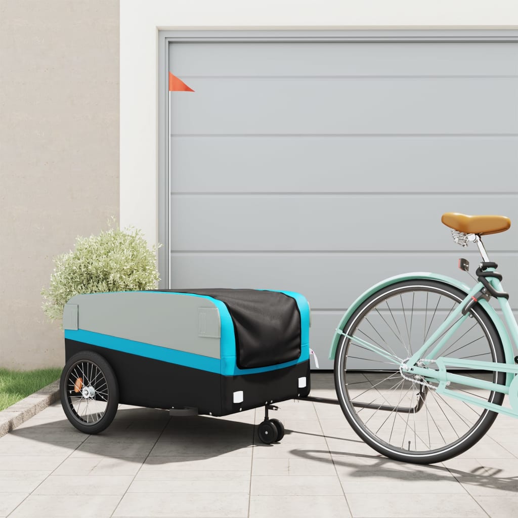 Cykeltrailer Sort og Blå 45 kg Jern