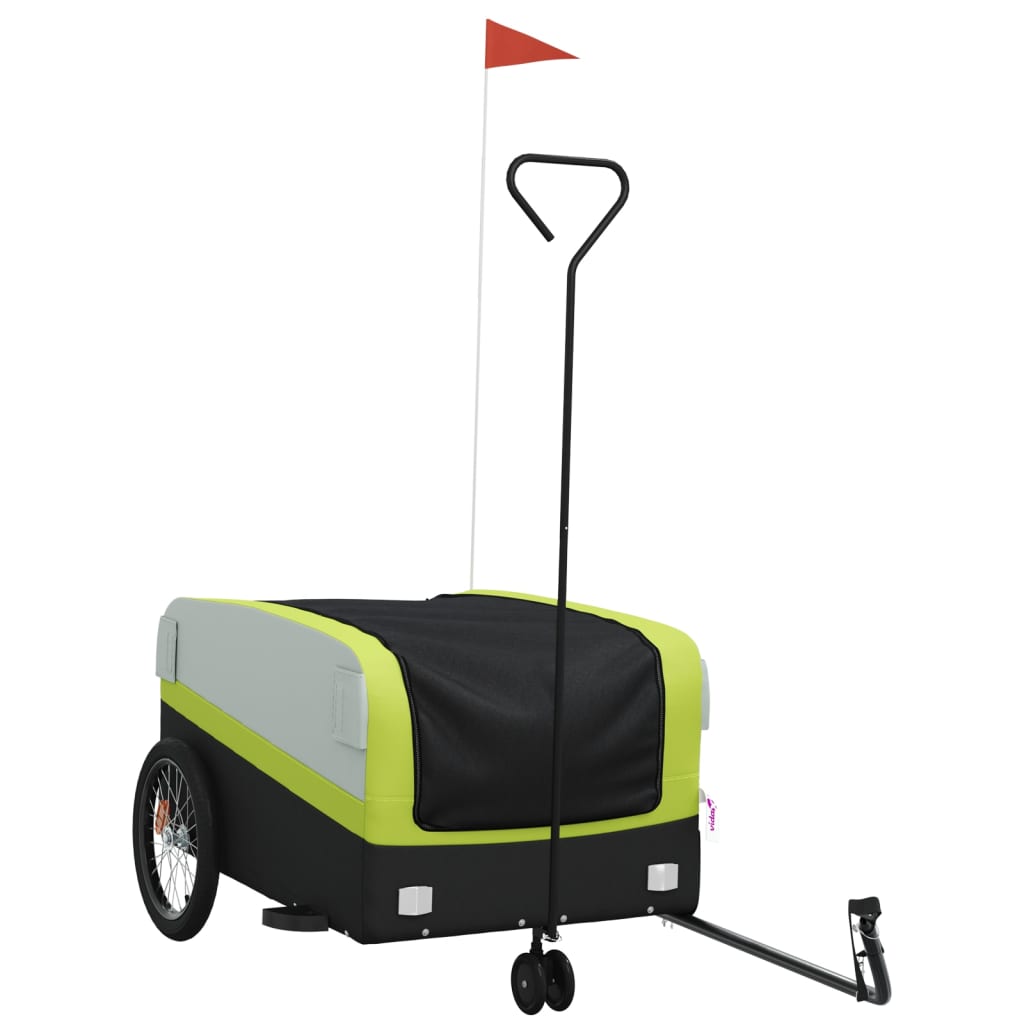 Cykeltrailer Sort og Grøn 45 kg Jern