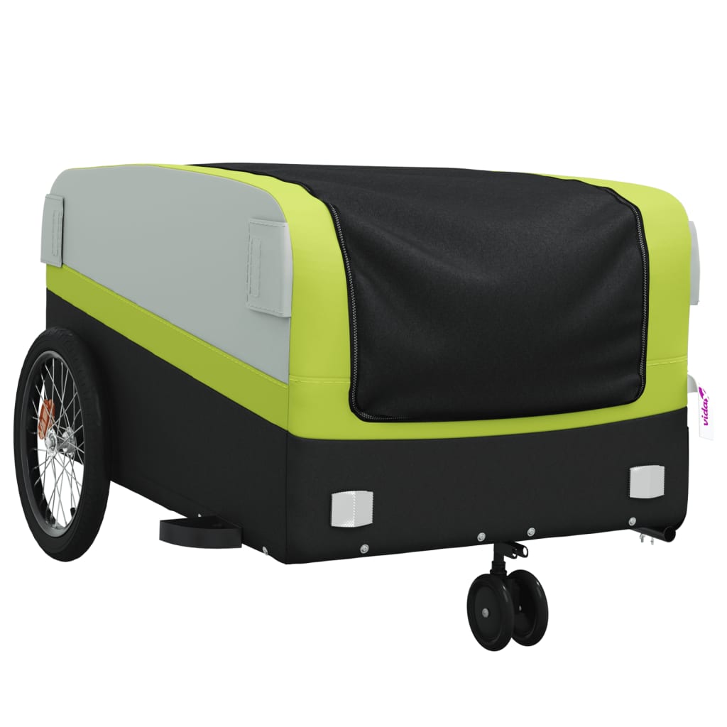 Cykeltrailer Sort og Grøn 45 kg Jern