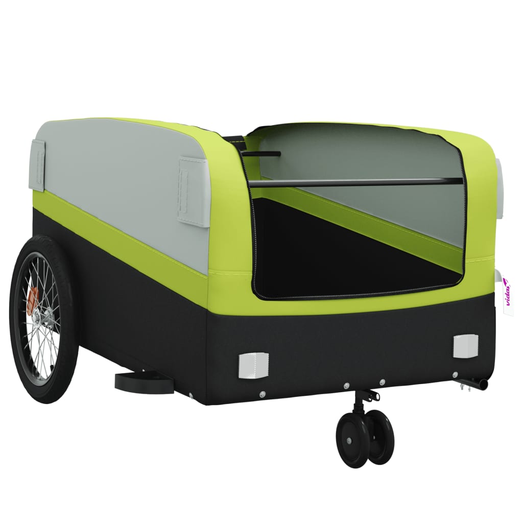 Cykeltrailer Sort og Grøn 45 kg Jern