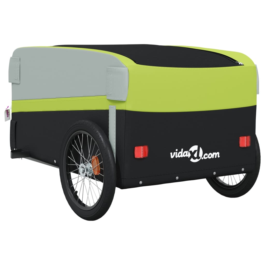 Cykeltrailer Sort og Grøn 45 kg Jern