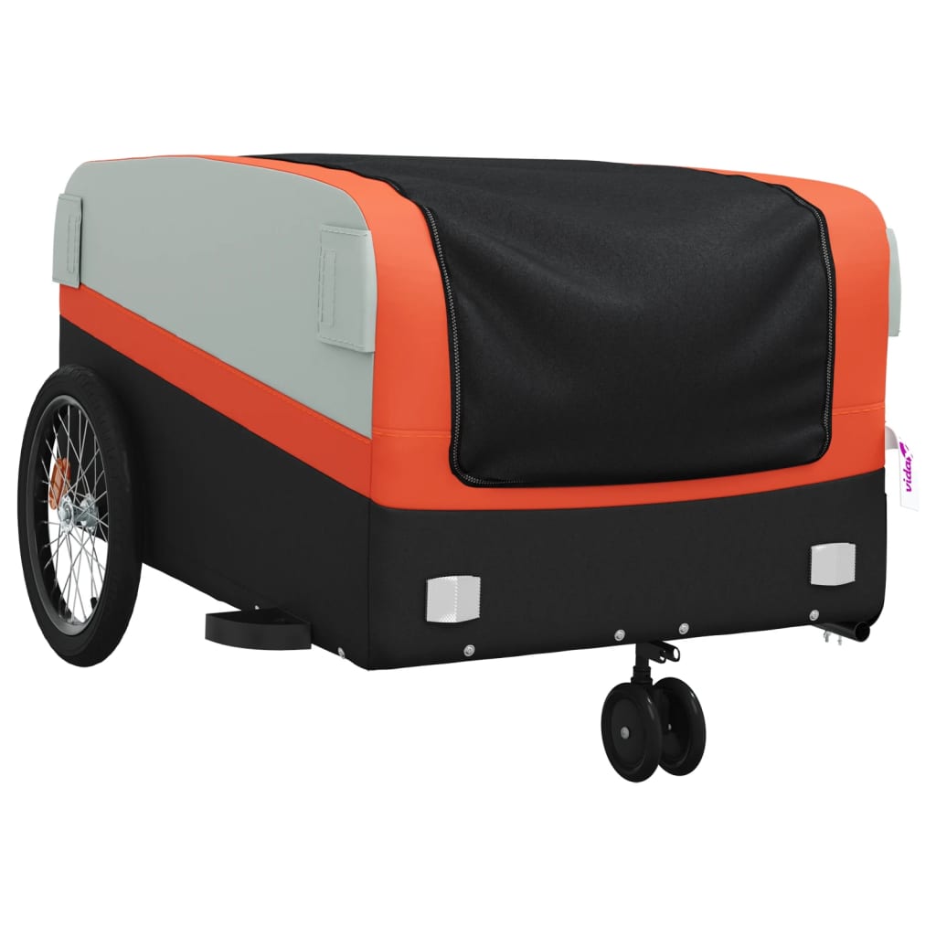 Cykeltrailer Sort og Orange 45 kg Jern