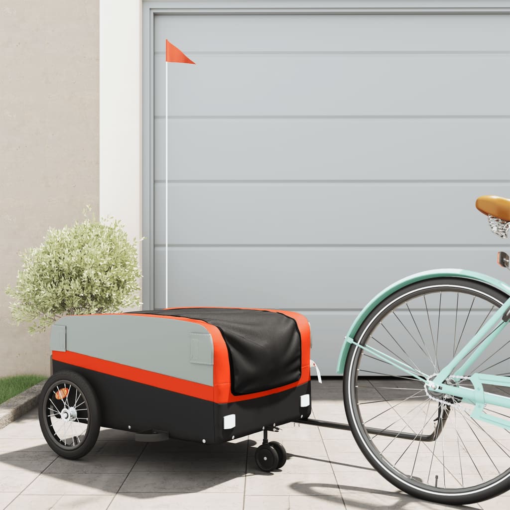 Cykeltrailer Sort og Orange 45 kg Jern