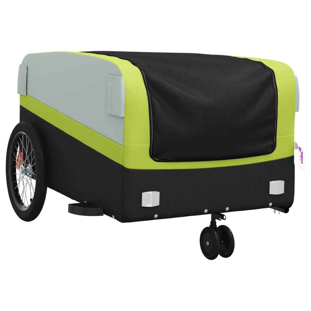 Cykeltrailer Sort og Grøn 45 kg Jern