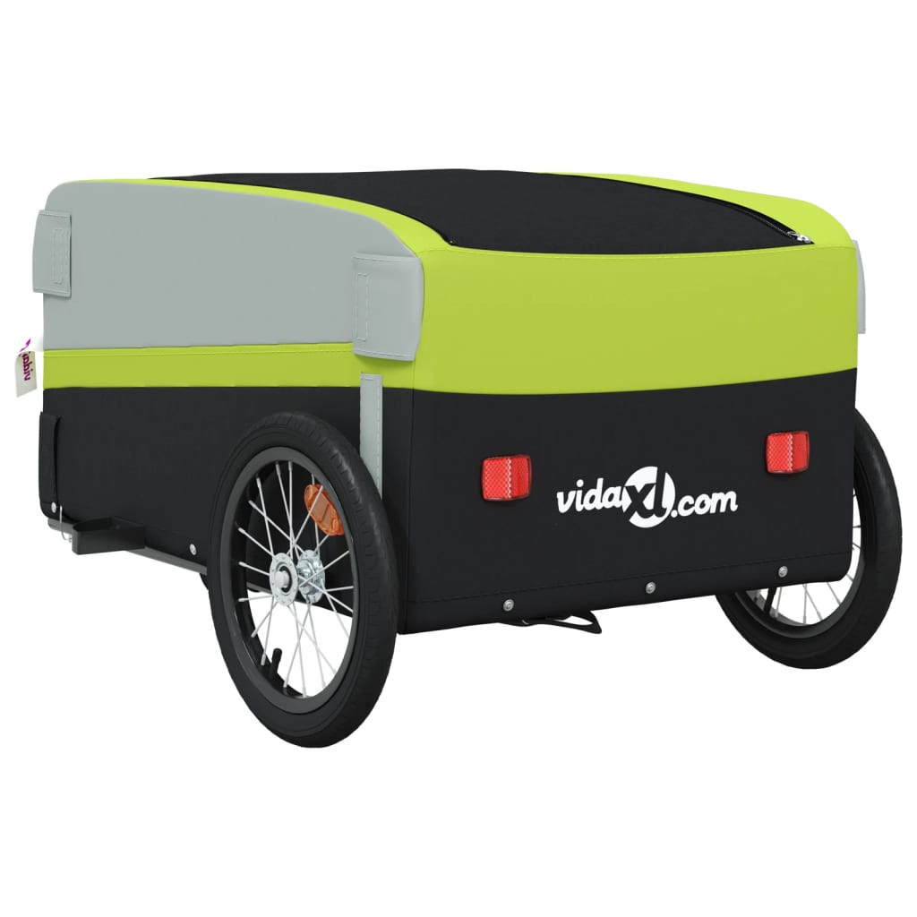 Cykeltrailer Sort og Grøn 45 kg Jern